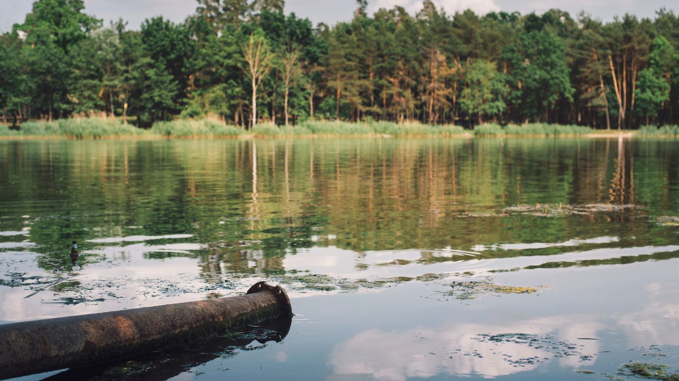 industrial waste in pond